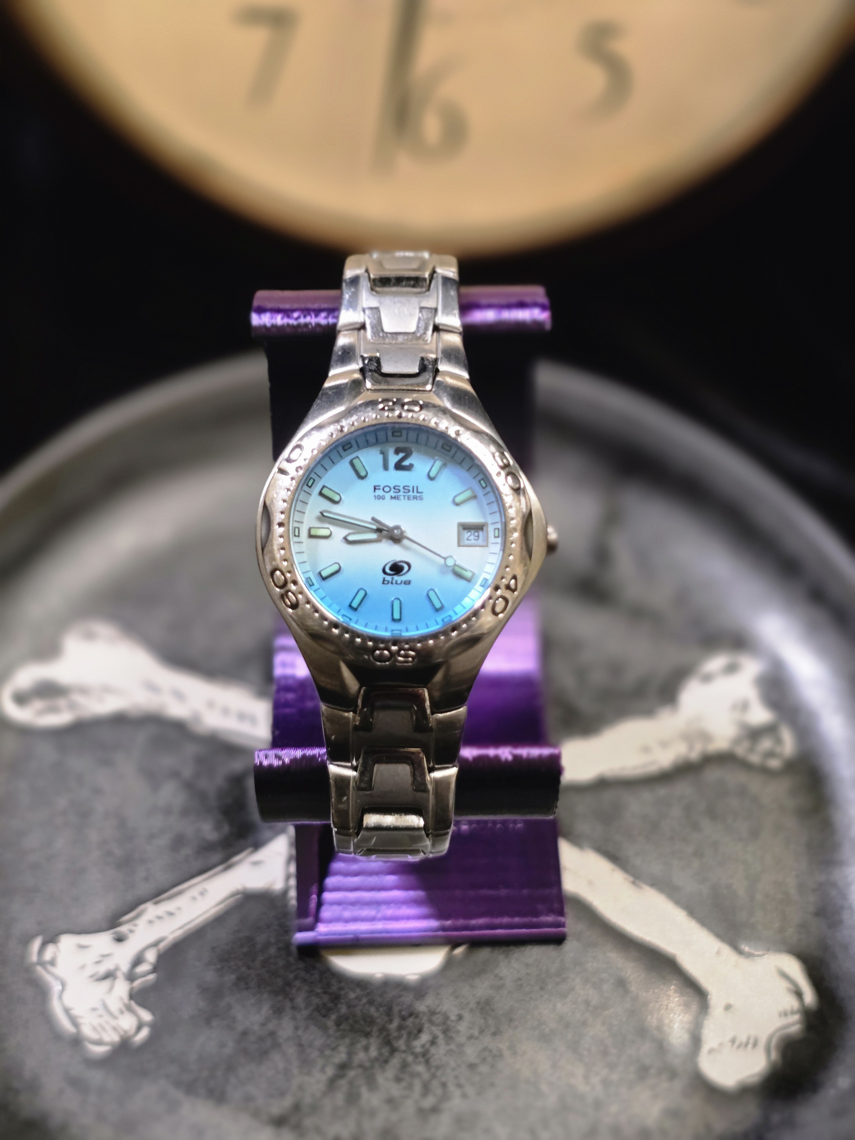 Fossil Stainless Steel Watch With Blue Gradient Dial Ladies